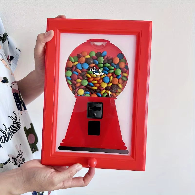 Cute Gumball Machine Featured in Picture Frame; Quick Dispensing Candy and Nut Distributor; Perfect Christmas Gift.