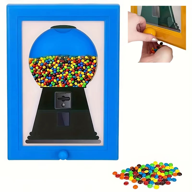 Cute Gumball Machine Featured in Picture Frame; Quick Dispensing Candy and Nut Distributor; Perfect Christmas Gift.