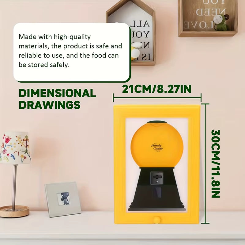 Cute Gumball Machine Featured in Picture Frame; Quick Dispensing Candy and Nut Distributor; Perfect Christmas Gift.
