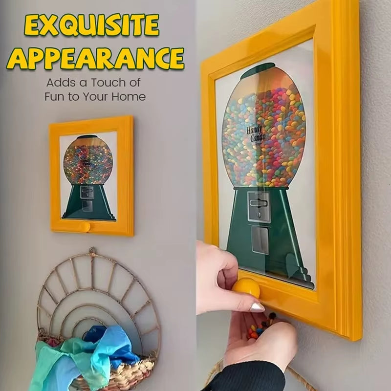 Cute Gumball Machine Featured in Picture Frame; Quick Dispensing Candy and Nut Distributor; Perfect Christmas Gift.